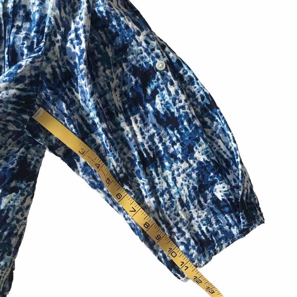 Woman Within Abstract Print Button Up Roll Tab Tunic Top 2XL 26/28 Resort NWOT - Picture 7 of 10